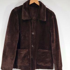 Brandon Thomas Double sided Brown Winter plush  Jacket size Large